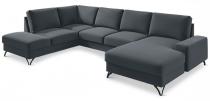 Narożnik welurowy w kształcie U ciemny szary Flavio U 367x214cm lewy