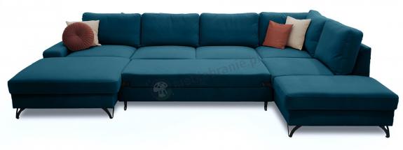 Narożnik welurowy w kształcie U granatowy Flavio U 367x214cm lewy