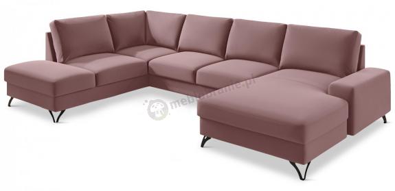 Narożnik welurowy w kształcie U różowy Flavio U 367x214cm lewy