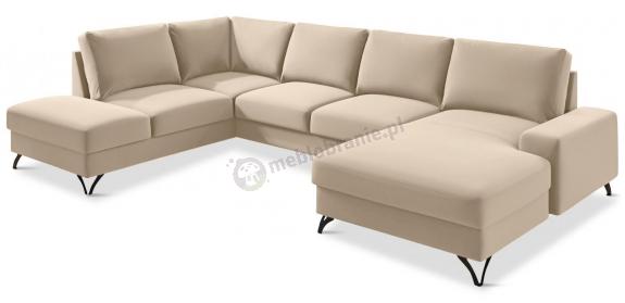 Narożnik welurowy w kształcie U beżowy Flavio U 367x214cm lewy