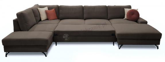 Narożnik welurowy w kształcie U jasno-brązowy Flavio U 367x214cm lewy