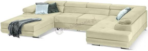 Beżowy duży narożnik w kształcie U welurowy Rodrigo 345x202 cm prawy