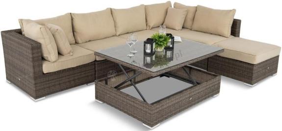 Wypoczynek technorattan brązowy Nilamito VIII Double Brown & Beige