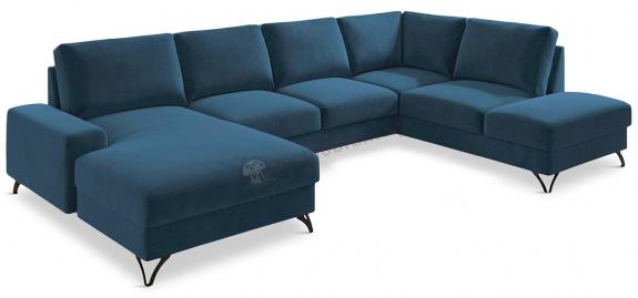 Granatowy narożnik U-kształtny do salonu Flavio U 367x214cm prawy