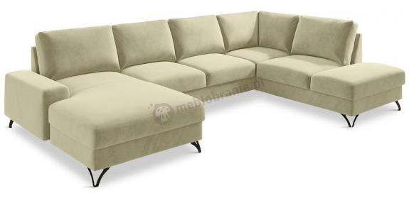 Beżowy narożnik U-kształtny do salonu Flavio U 367x214cm prawy