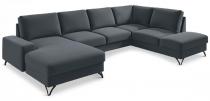 Narożnik welurowy w kształcie U ciemnoszary Flavio U 367x214cm prawy