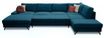 Narożnik welurowy w kształcie U granatowy Flavio U 367x214cm prawy