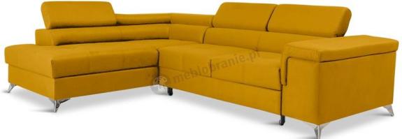 Żółty nowoczesny narożnik matowy welur Eridano 275x202 cm Matt Velvet 48 lewy