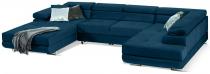 Duży granatowy narożnik U-kształtny welur matowy Rodrigo 345x202 cm