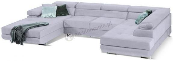 Narożnik U z funkcją spania szary welur Rodrigo 345x202cm Paros 05 prawy