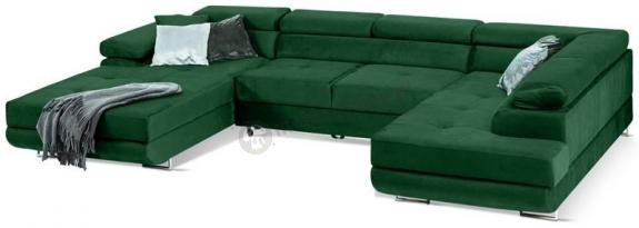 U-kształtny narożnik z miejscem do spania Rodrigo 345x202 cm Kronos 19 zielony prawy