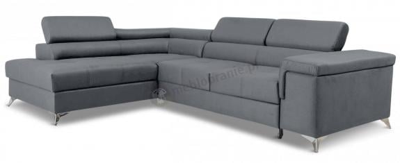 Jasnoszary nowoczesny narożnik welurowy Eridano 275x202 cm Matt Velvet 85 lewy