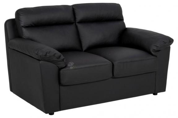 Dwuosobowa sofa skórzana czarna Moreno 146x90 cm