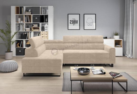 Beżowy nowoczesny wypoczynek do salonu Livio 249x184 cm Matt Velvet 08 lewy
