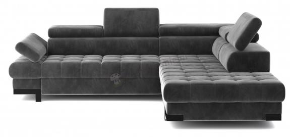 Szary narożnik welurowy Selva L 263x223 cm Matt Velvet 97 prawy