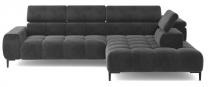 Narożnik do salonu Plaza L z wysuwanym siedziskiem Matt Velvet 97 ciemnoszary 300x216cm prawy