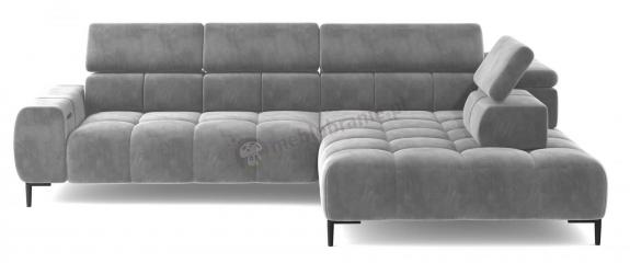 Sofa narożna Plaza L z elektryczną regulacją Matt Velvet 85 300x216cm jasnoszara prawa