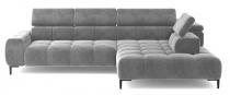 Sofa narożna Plaza L z elektryczną regulacją Matt Velvet 85 300x216cm jasnoszara prawa
