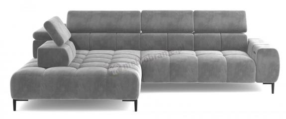 Elegancki szary narożnik Plaza L 300x216cm Matt Velvet 85 lewy