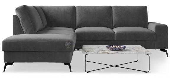 Ciemnoszary narożnik Flavio Slim z funkcją spania 255x214cm lewy