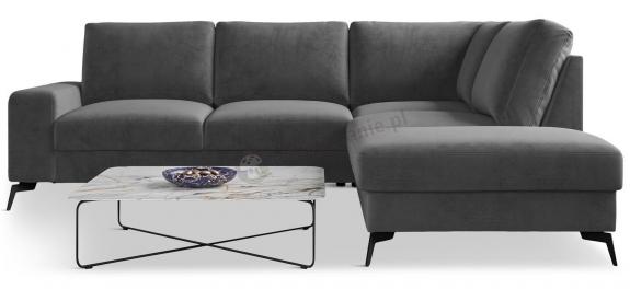 Ciemnoszary narożnik Flavio Slim z funkcją spania 255x214cm prawy