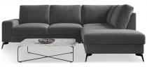 Ciemnoszary narożnik Flavio Slim z funkcją spania 255x214cm prawy