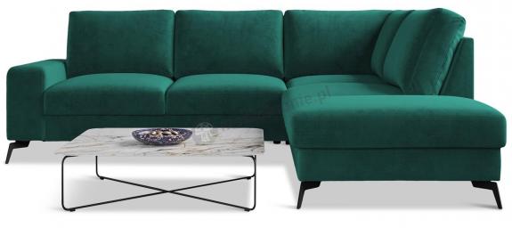 Zielony narożnik Flavio Slim z funkcją spania 255x214cm prawy