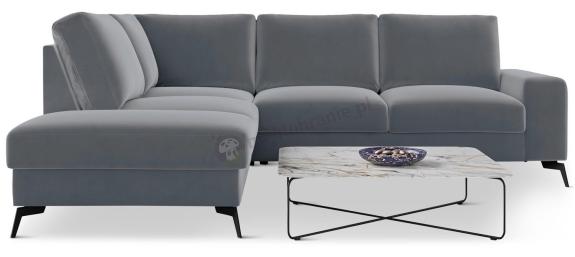 Welurowy narożnik z funkcją spania Flavio Slim jasnoszary 255x214cm lewy