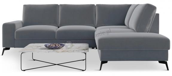 Welurowy narożnik z funkcją spania Flavio Slim jasnoszary 255x214cm prawy