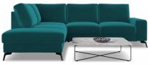 Welurowy narożnik z funkcją spania Flavio Slim turkusowy 255x214cm lewy