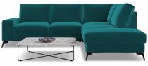 Welurowy narożnik z funkcją spania Flavio Slim turkusowy 255x214cm prawy