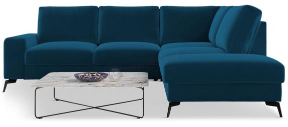 Welurowy narożnik z funkcją spania Flavio Slim granatowy 255x214cm prawy
