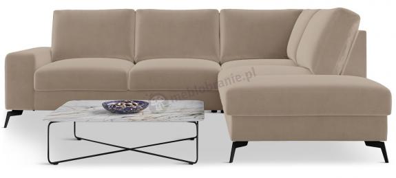 Welurowy narożnik z funkcją spania Flavio Slim beżowy 255x214cm prawy