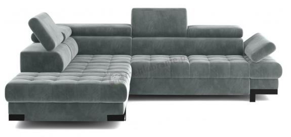 Jasny szary narożnik rozkładany Selva L 263x223 cm Matt Velvet 85 lewy