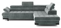 Welurowy narożnik z funkcją spania Selva L 263x223 cm Matt Velvet 85 prawy