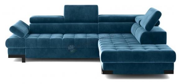 Nowoczesny rozkładany narożnik granatowy Selva L 263x223 cm Matt Velvet 79 prawy