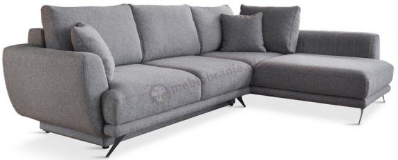 Szary narożnik rozkładany z poduszkami 280x178 cm prawy Larde Solid 90