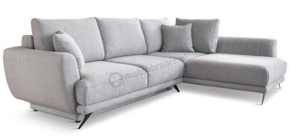 Jasny szary narożnik rozkładany z pojemnikiem 280x178 cm prawy Larde Solid 80
