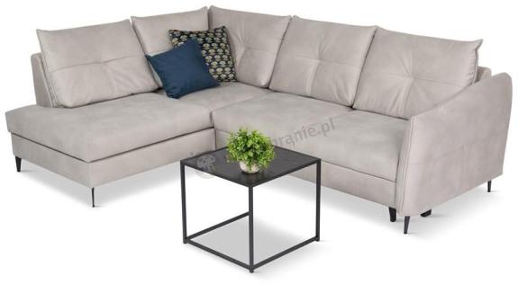 Srebrny narożnik z funkcją spania 246x183 cm Cento Letto 83 lewy
