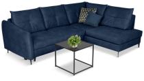 Granatowy narożnik rozkładany do salonu 246x183 cm Cento Letto 79 prawy