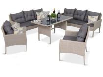 Zestaw technorattanowy z wysokim stołem Perata Grande Light Grey