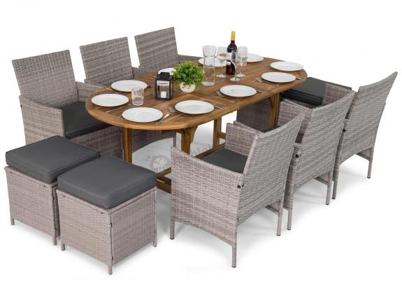 Meble tarasowe z rozkładanym stołem na 10 osób AK19FT64 Grey