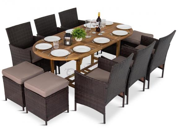 Meble tarasowe z rozkładanym stołem na 10 osób AK19FT64 Brown