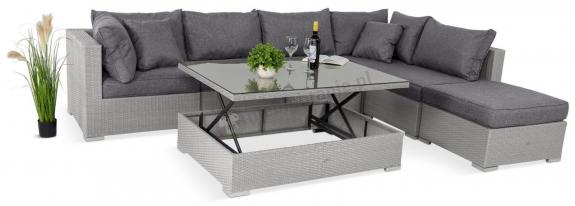 Meble ogrodowe modułowe technorattan podnoszony stolik Nilamito VIII Grey & Grey