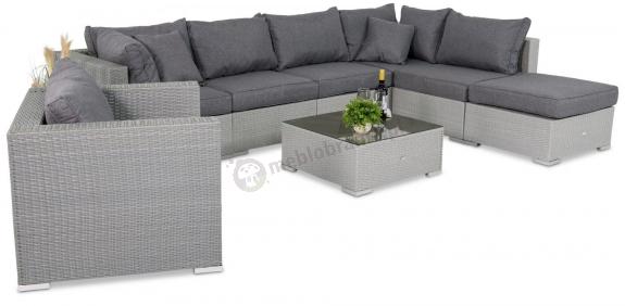 Meble modułowe technorattan Nilamito VIII + fotel Grey & Grey