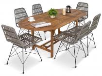 Komplet mebli z rozkładanym stołem dla 6 osób boho AK-190SR Urbino Grey