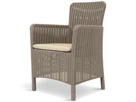 Wygodny fotel ogrodowy z podłokietnikami Trenton cappuccino