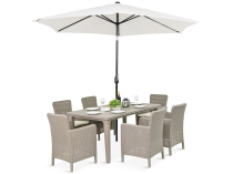 Stół ogrodowy i 6 krzeseł + parasol Meblobranie TF6 Plus cappuccino