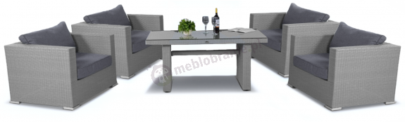 Zestaw stół i fotele na taras premium Nilamito Grey 4+1