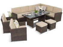 Zestaw technorattanowy na taras dla 10 osób Cofete Brown Plus